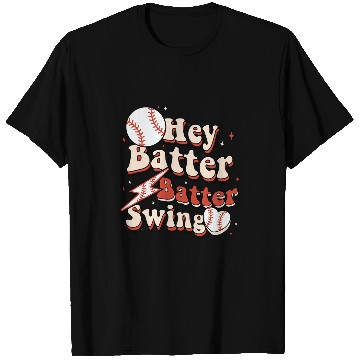 Discover Retro Groovy Game Day Hey Batter Batter Swing Baseball T-Shirts