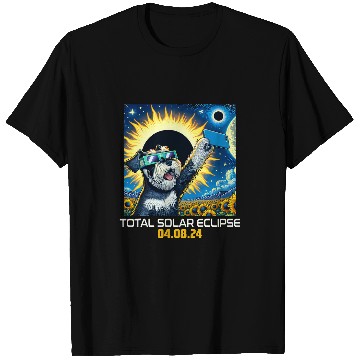 Discover Miniature Schnauzer Dog Taking Selfie Solar Eclipse T-Shirts