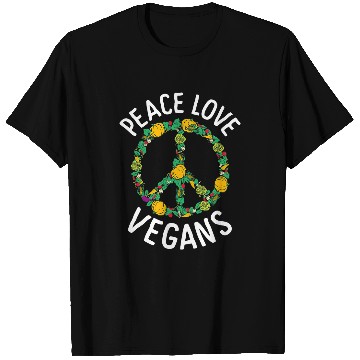 Discover Peace Love Vegans Vegetable Lover Vegan Day Vegetarian T-Shirts