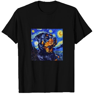 Discover Rottweiler Dog Van Gogh Style Starry Night T-Shirts