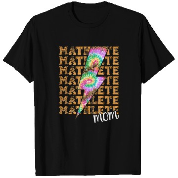 Discover Mathlete Mom Lightning Bolt Tie Dye Leopard Stacked Math T-Shirts