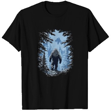 Discover Sasquatch Walking into the Forest yetis Forest Camping T-Shirts