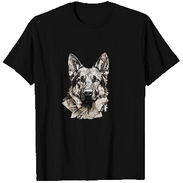 Discover German Shepherd Artistic Geometric Dog Face T-Shirts