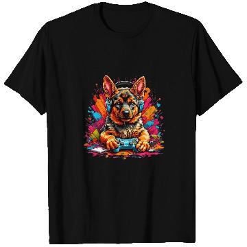 Discover Puppy Console Master German Shepherd Gamer Controller T T-Shirts