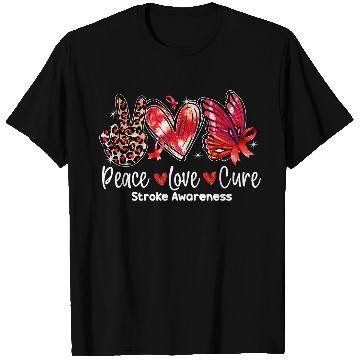 Discover Peace Love Cure Butterfly Stroke Awareness T-Shirts