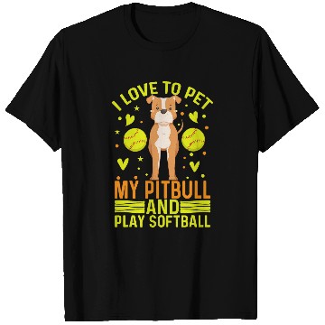 Discover Softball Player And Pitbull Terrier Owner Design T-Shirts
