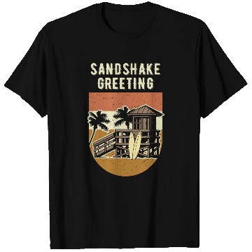 Discover Sandshake Greeting Beach Camping Ocean Camper Friends 1 T-Shirts