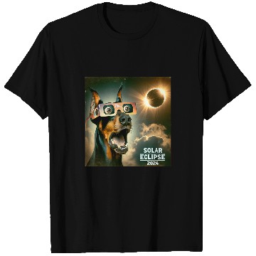 Discover Funny Selfie Doberman Pinscher Womens Mens Solar Eclipse T-Shirts