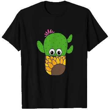 Discover Prickly Pear Cactus In Sunflower Pot T-Shirts