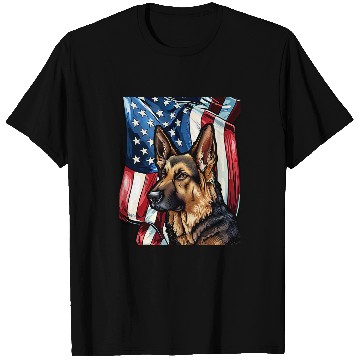 Discover Patriotic German Shepherd American Flag T-Shirts