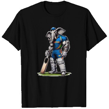 Discover India Elephant Cricket Player Cricketer T-Shirts
