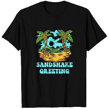 Discover Sandshake Greeting Beach Camping Ocean Camper Friends T-Shirts