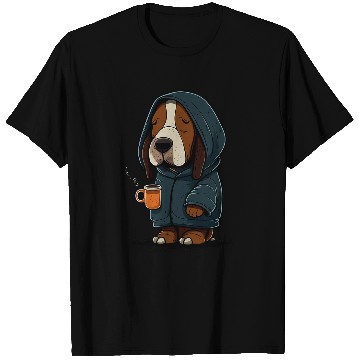 Discover Grumpy Coffee Lover Dog on Coffee Basset Hound T-Shirts