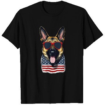 Discover German Shepherd American Flag Sunglasses vintages July 4th T-Shirts
