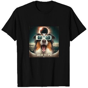 Discover Funny Selfie Australian Shepherd Womens Mens Solar Eclipse T-Shirts