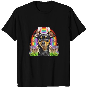 Discover Miniature Pinscher Dog Easter Bunny Egg Hunt T-Shirts