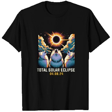 Discover Samoyed Dog Howling At Solar Eclipse T-Shirts
