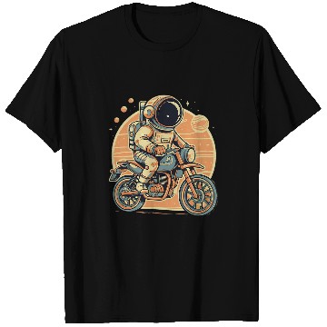 Discover Space Astronaut Riding vintages Motorcycle On Planet Mars T-Shirts