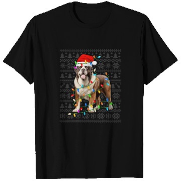 Discover Saint Bernard Wearing Santa Hat xmass Lights Ugly Christmas T-Shirts