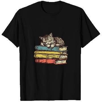 Discover Librarian Cottagecore Aesthetic Cute Cat Book Reading Lover T-Shirts