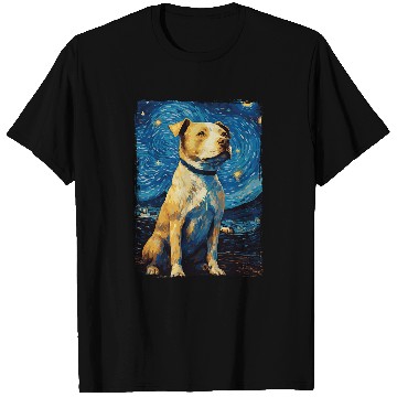 Discover Pitbull Dog Starry Night T-Shirts