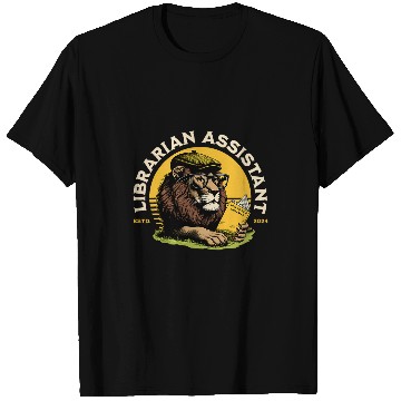 Discover Librarian Assistant Cute Reading Glasses Geek Lion T-Shirts