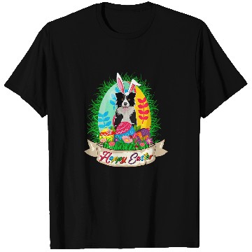 Discover Happy Easter Bunny Border Collie With Easter Eggs Lover T-Shirts