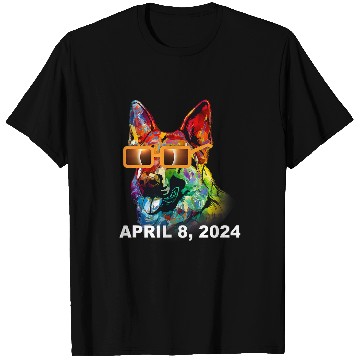 Discover German Shepherd Dog Wearing Glasses Total Solar Eclipse 2024 T-Shirts
