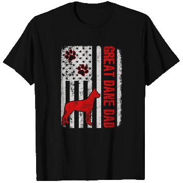 Discover Dog Great Dane Dad American Flag Gift T-Shirt T-Shirts