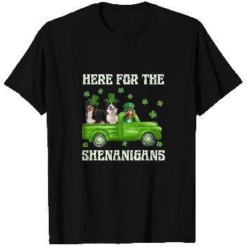 Discover Here For The Shenanigans Australian Shepherd St Patricks T-Shirts