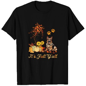 Discover German Shepherd Fall Leaves Autumn Maple Tree Thanksgiving T-Shirts