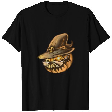 Discover Scary big mouth Halloween pumpkin with sunglasses T-Shirts