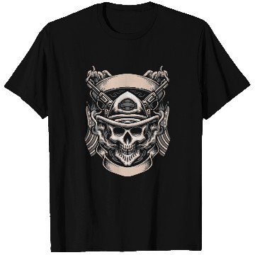 Discover Skull Motorcycle Biker Cowboy Hat T-Shirts
