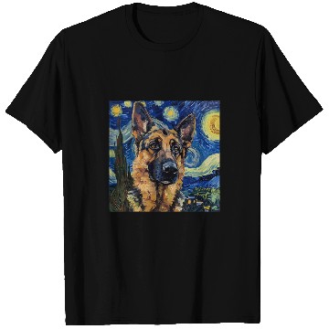 Discover German Shepherd Dog Van Gogh Style Starry Night T-Shirts
