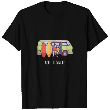Discover Keep It Simple I Camping Van Campsite Motif T-Shirts