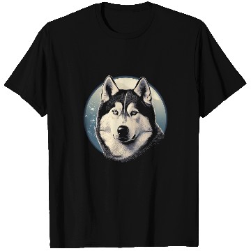 Discover Siberian Husky With Full Moon Dog Lovers T-Shirts