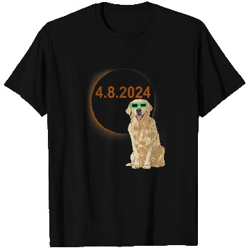 Discover Solar Eclipse Golden Retriever Wearing Solar Eclipse Glasses T-Shirts