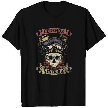 Discover Skull Motorcycle Gift Biker Legends Never Die Dad Papa T-Shirts