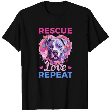 Discover Pitbull Pittie Rescue Love Repeat T-Shirts