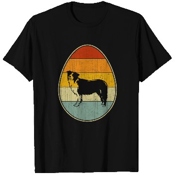 Discover Retro Style Easter Egg Graphic Easter Day Border Collie Dog T-Shirts