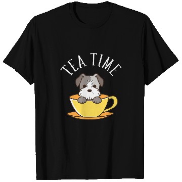 Discover Schnauzer Tea Time Funny Dog Beverage T-Shirts