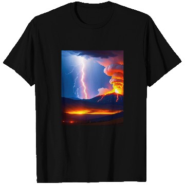 Discover Lightning Storm during an Volcanic eruption T-Shirts