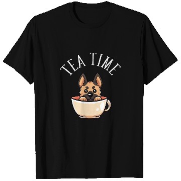 Discover German Shepherd Tea Time Funny Dog Beverage T-Shirts