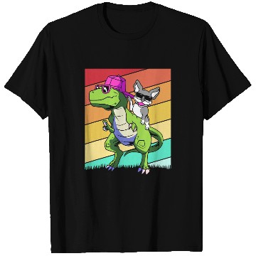 Discover Retro Boston Terrier Dog Riding Dinosaur T-Shirts