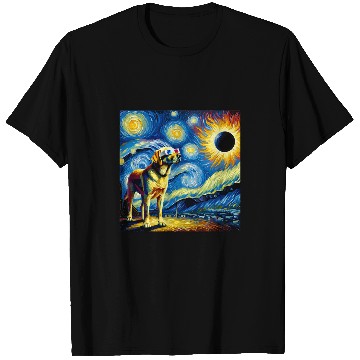 Discover Labrador Retriever Solar Eclipse 2024 Van Gogh Starry Night T-Shirts