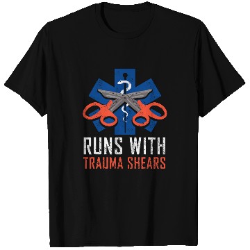 Discover Runs With Trauma Shears Gift Ambulance EMT First Aider T-Shirts