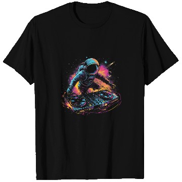 Discover Space Groove Astronaut DJ DJing in Space EDM Graphic 1 T-Shirts