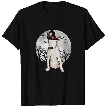 Discover Scary Bull Terrier Dog Witch Hat Halloween T-Shirts