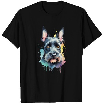 Discover Schnauzer Portrait Dynamic Splash Unleash Joy T-Shirts