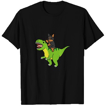 Discover Miniature Pinscher Riding TRexs Dinosaur Dog T-Shirts